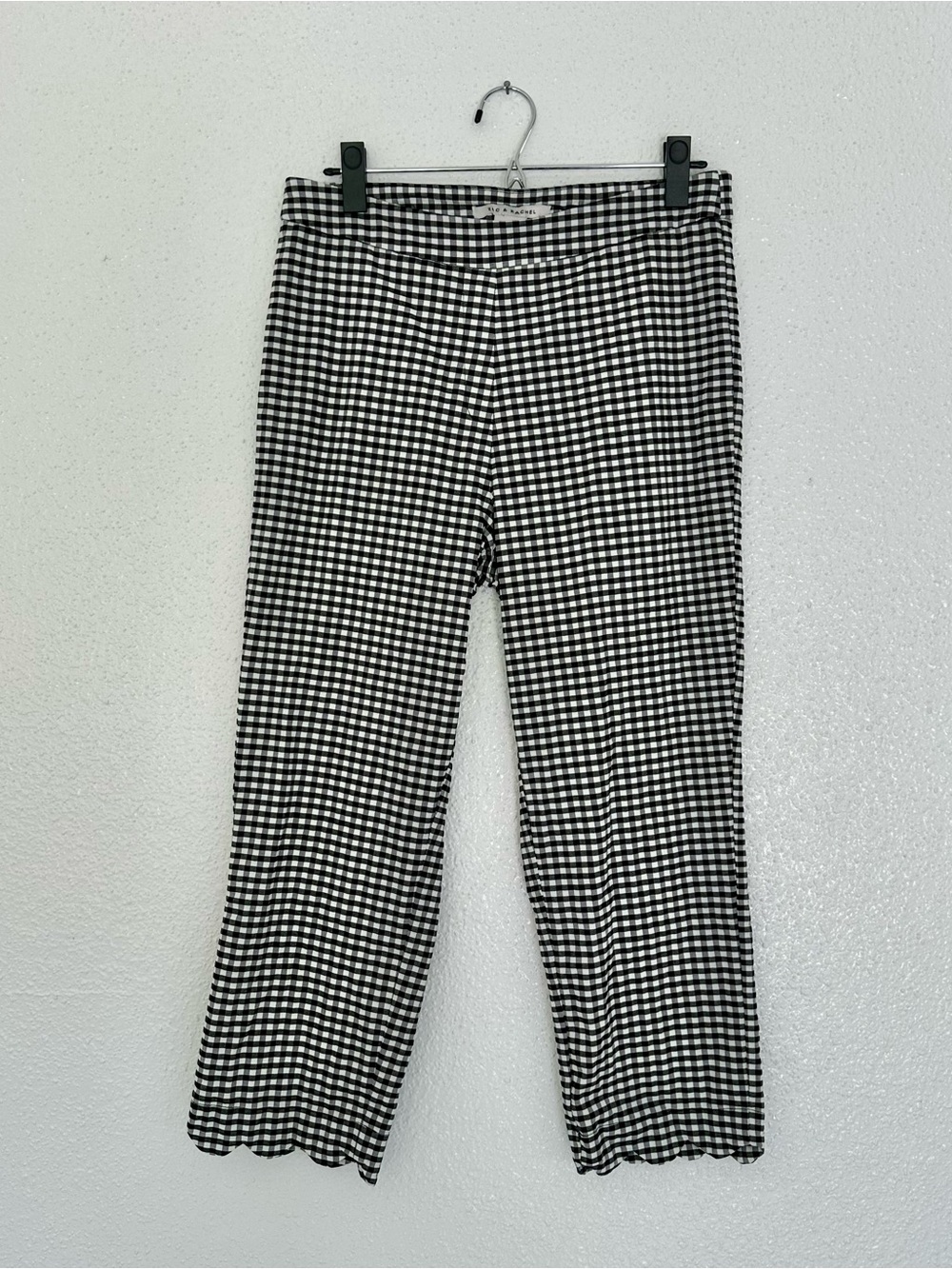 Zac & Rachel Black and White Gingham Pants with Scalloped Hem